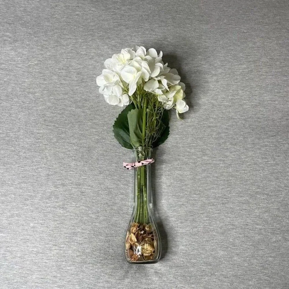Target Artificial Long Stem Hydrangea in Glass Vase & Filler Floral Arrangement